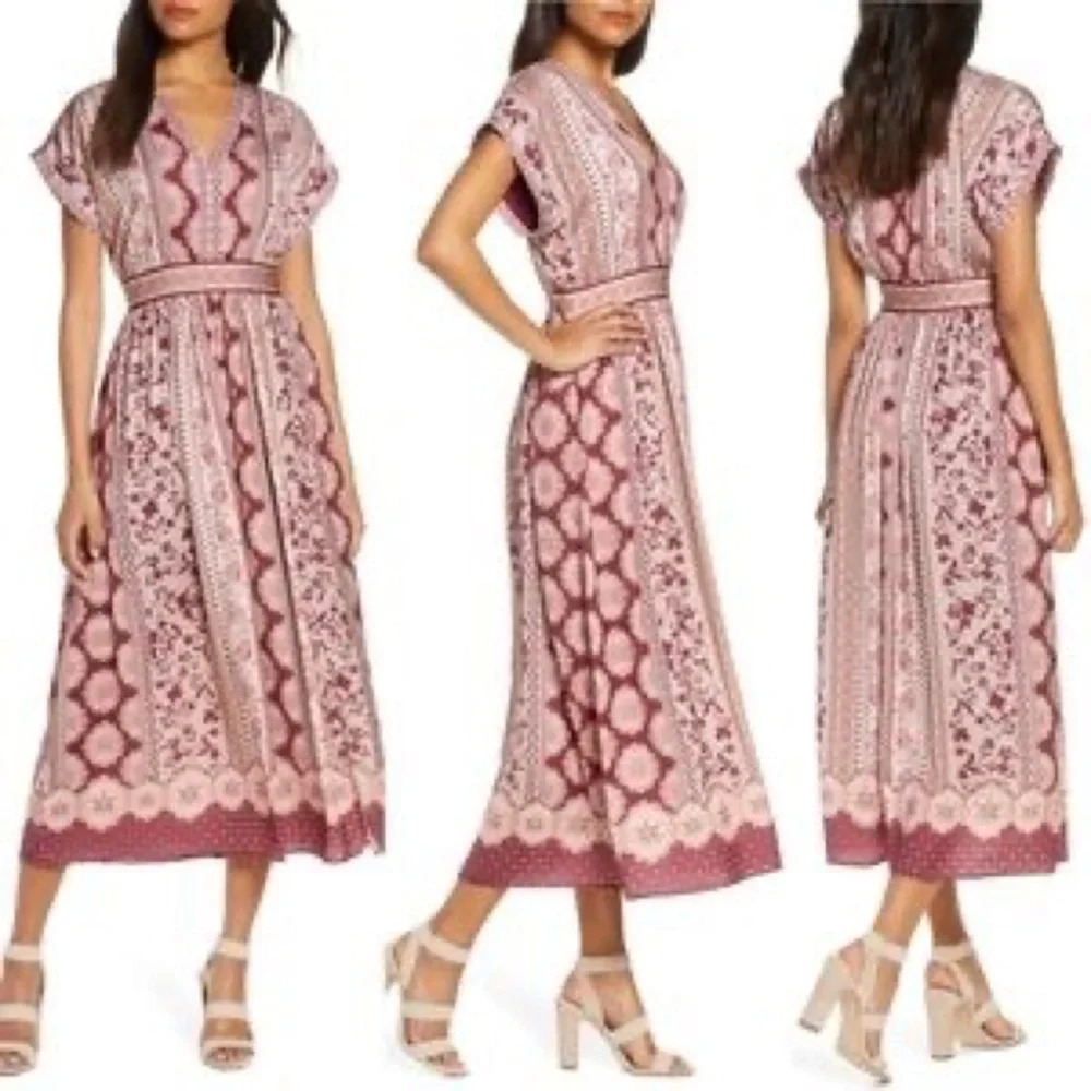Gal Meets Glam Liza Print Charmeuse Midi Dress - Picture 4 of 9